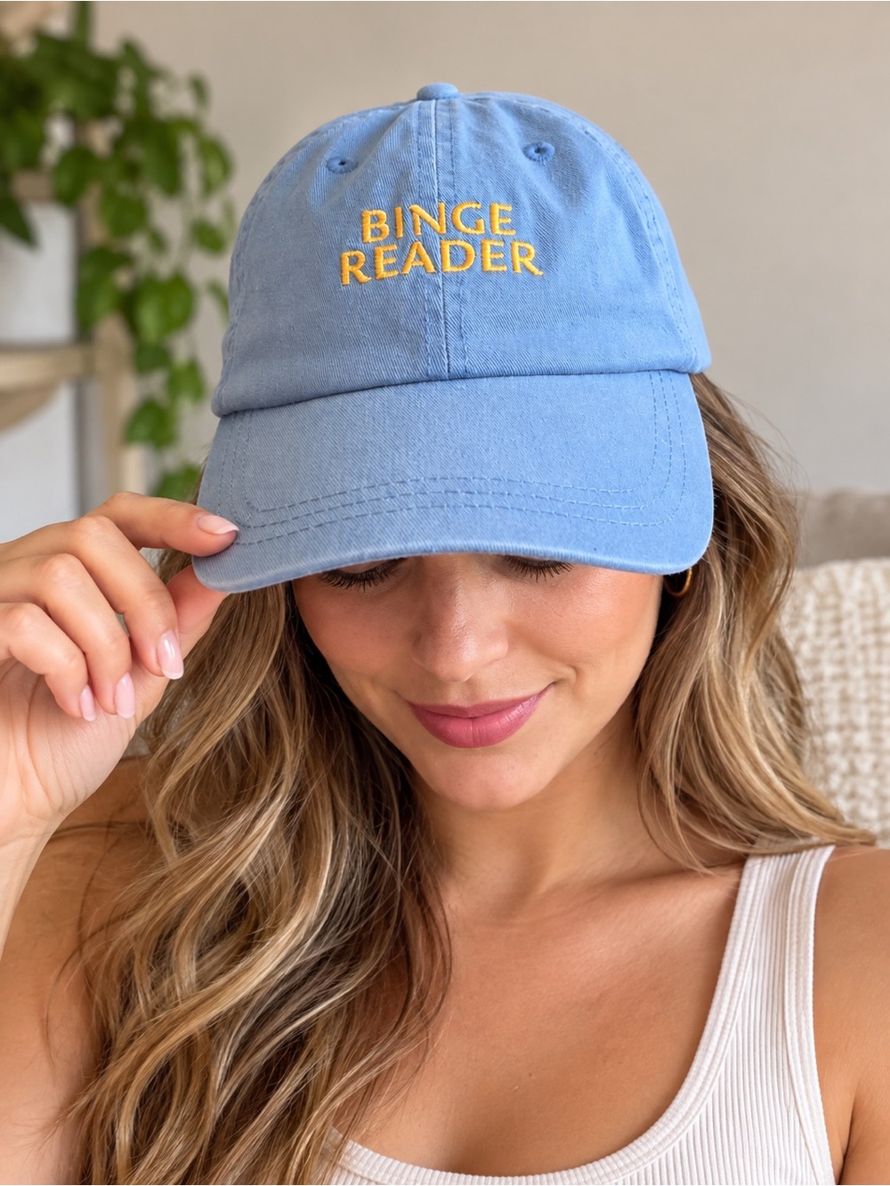Binge Reader Embroidered Blue Baseball Cap – Adjustable Unisex Hat